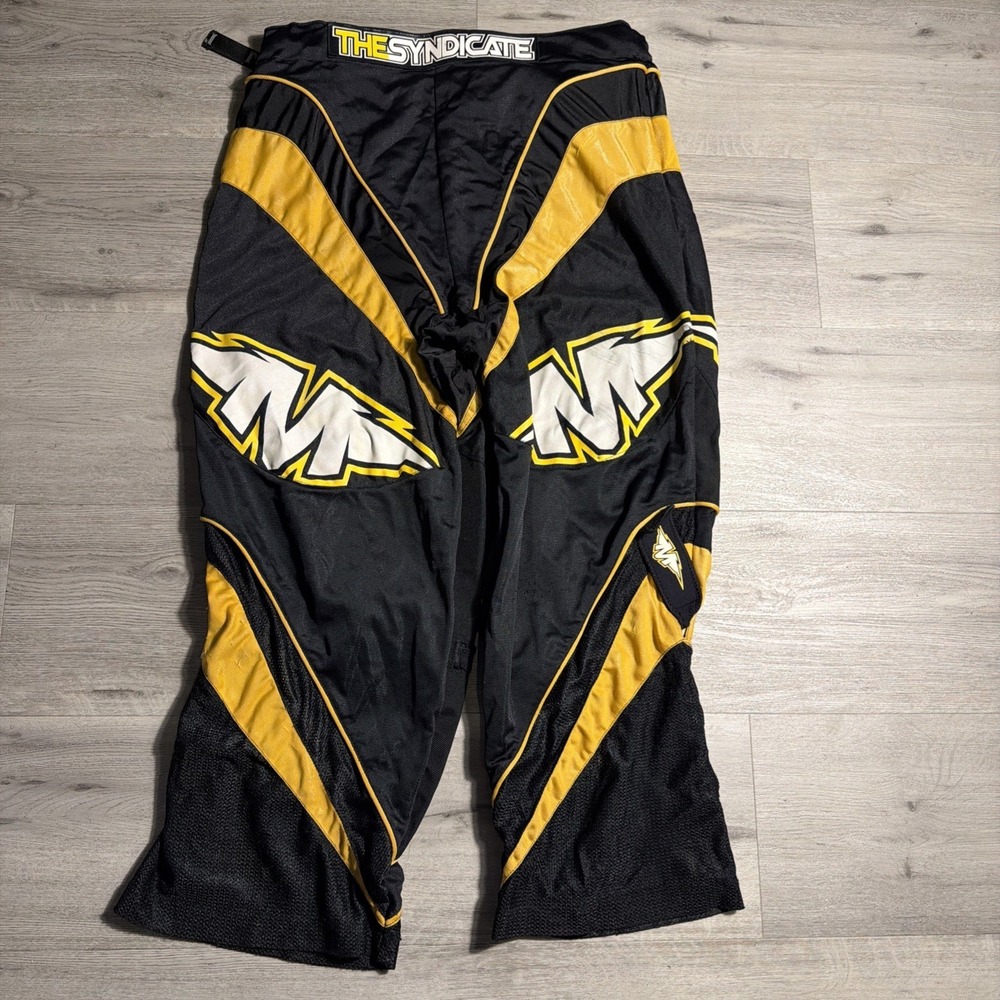 Vintage The Syndicate Motocross Pants Adjustable Waist Black‎ Yellow MX Racing